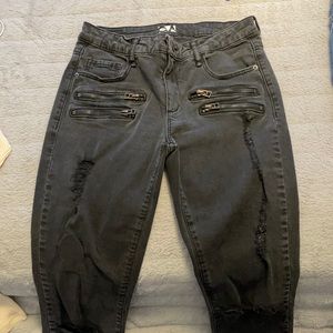 Black ripped jeans with zipper size 3